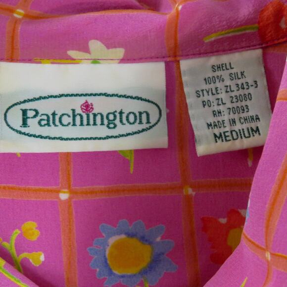 Vintage Patchington Cottage Core Pink Floral Button Down Blouse Medium - Picture 7 of 7